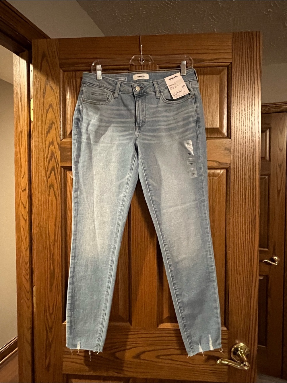 Sonoma Light Blue Cropped Frayed Hem Ankle Jeans Size 8R NWT